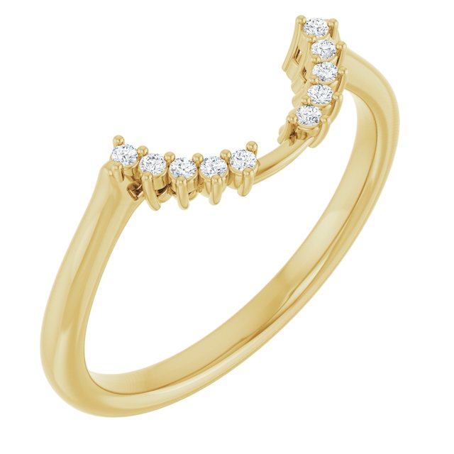 14K Yellow Gold Gold All Shapes Si2-Si3, G-H Polished .04 Ctw Natural Diamond Matching Band, Size 7