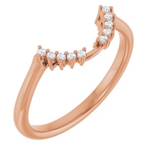 14K Rose Gold Round 1.1 Mm Polished .04 Ctw Natural Diamond Matching Band Size 7