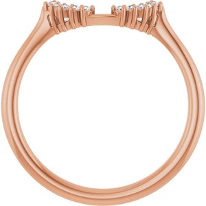 14K Rose Gold Round 1.1 Mm Polished .04 Ctw Natural Diamond Matching Band Size 7