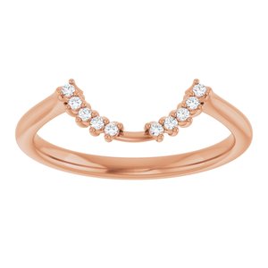 14K Rose Gold Round 1.1 Mm Polished .04 Ctw Natural Diamond Matching Band Size 7