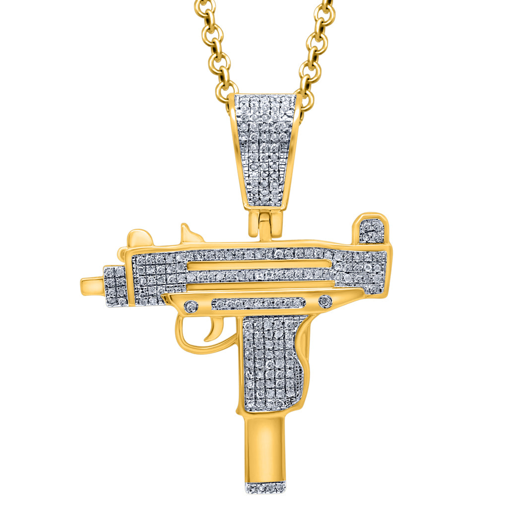 10K Yellow Gold 0.38-0.43 Cttw Diamond Gun Pendant