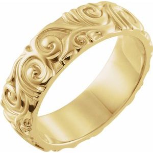 14K Yellow Gold Sculptural Band Size 10
