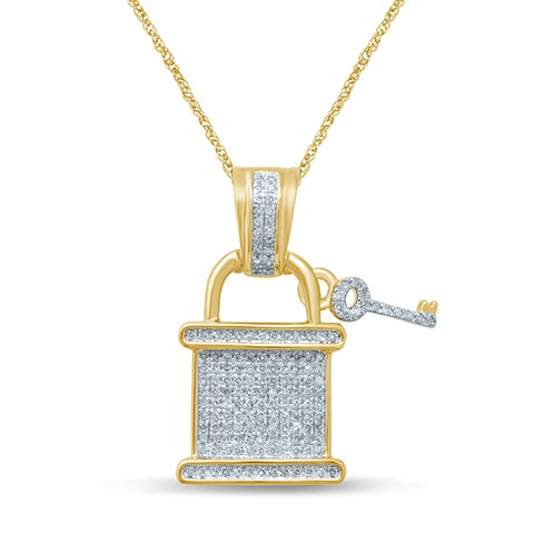 10K Yellow Gold 0.38-0.43 Cttw Diamond Key & Lock Charm