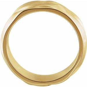 14K Yellow Gold 6 Mm Polished Textured Band Size 11.5