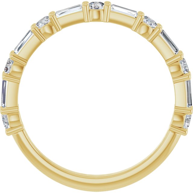 14K Yellow Or White Gold Or Platinum Straight Baguette Polished Natural Diamond Anniversary Band, Size 7