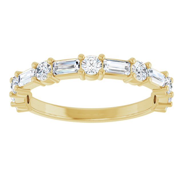14K Yellow Or White Gold Or Platinum Straight Baguette Polished Natural Diamond Anniversary Band, Size 7