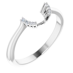 14K White Gold Oval 8 X 6 Mm Si2-Si3, G-H :: 0.03 Ctw Polished .03 Ctw Natural Diamond Matching Band Size 7