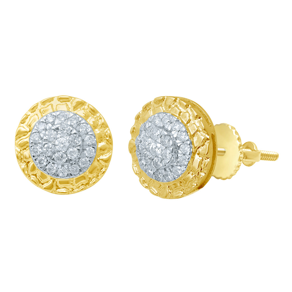 10K Yellow Gold 0.61-0.62 Cttw Diamond Micropave Round Earring