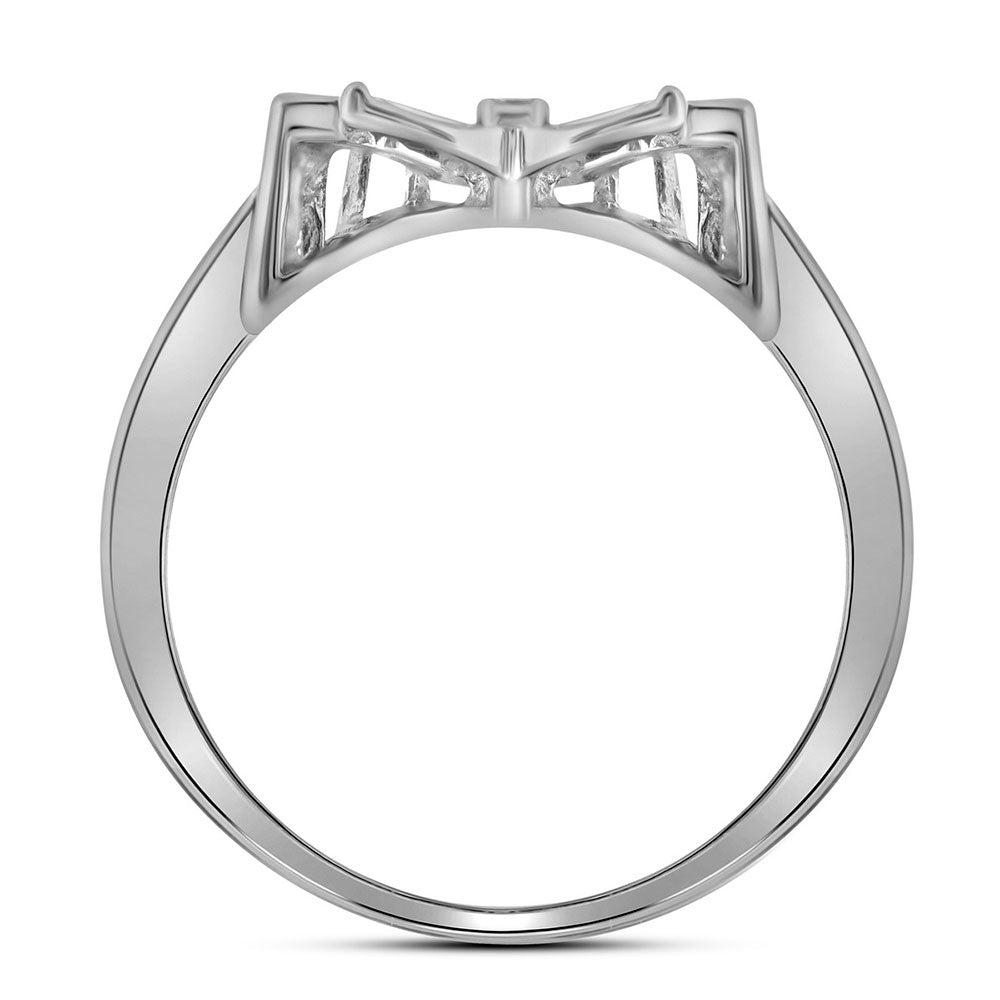 10K White Gold Womens Round Diamond Butterfly Bug Ring 1/20 Cttw, Womens Size: 5-10