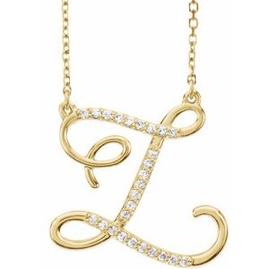 14K Yellow Gold Initial Z Round 1 Mm G-H I1 1/10 Ctw Natural Diamond Initial Necklace, Length: 16 In