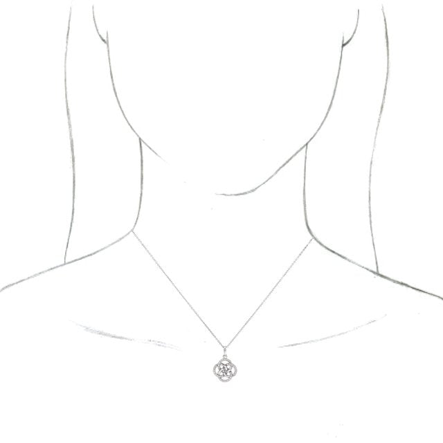 14K White Gold Round  1.1Mm I1, G-H Polished 1/8 Ctw Natural Diamond Five-Fold Celtic-Inspired Pendant