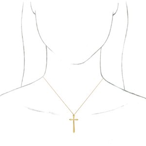 14K Yellow Gold 37.97 X 18.45 Mm 20 In Polished Elongated Cross Necklace
