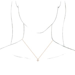 14K Rose Gold 9.6 X 8.5 Mm 18 In Polished Marquise 1/6 Ctw Natural Diamond Cross Necklace