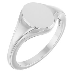 Sterling Silver 10.37 X 7.11 Mm Brush Polished Oval Fluted Signet Ring Size 7