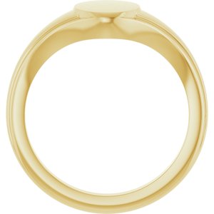 14K Yellow Gold 10.37 X 7.11 Mm Brush Polished Oval Fluted Signet Ring Size 7