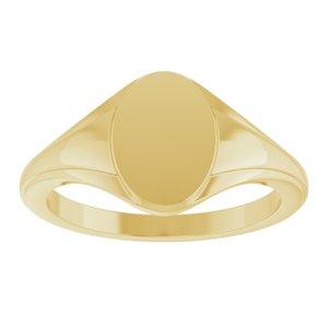 14K Yellow Gold 10.37 X 7.11 Mm Brush Polished Oval Fluted Signet Ring Size 7