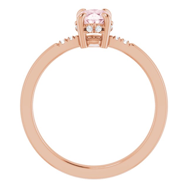 14K Rose Gold Oval 7 X 5 Mm Polished Natural Pink Morganite And .06 Ctw Natural Diamond Claw-Prong Ring, Size 7