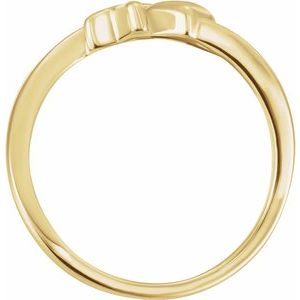 14K Yellow Gold Without Box Polished Cross/Heart Chastity Ring Size 7