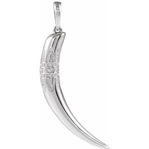 Sterling Silver 26.2 X 13.4 Mm Polished Tusk Pendant