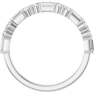 14K White Gold Straight Baguette 3 X 2 Mm Polished 5/8 Ctw Natural Diamond Anniversary Band Size 7