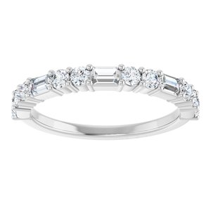 14K White Gold Straight Baguette 3 X 2 Mm Polished 5/8 Ctw Natural Diamond Anniversary Band Size 7