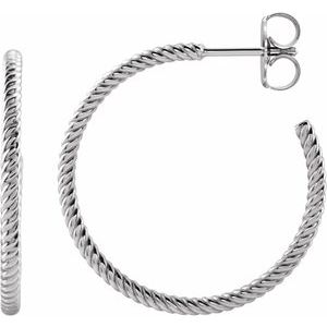 Sterling Silver Pair Rope Hoop Earrings, Length: 25 Mm, Thickness: 1.7 Mm