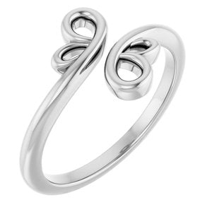 14K White Gold Polished Freeform Bypass Ring Size 7