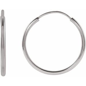14K White Gold Pair Endless Flexible Tube Hoop Earrings, Length: 15 Mm, Thickness: 1 Mm