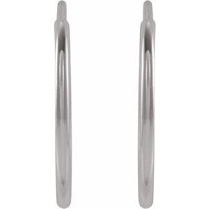 14K White Gold Pair Endless Flexible Tube Hoop Earrings, Length: 15 Mm, Thickness: 1 Mm