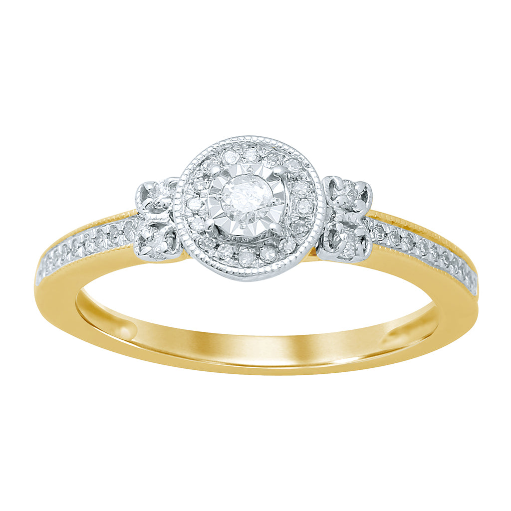 10K Yellow Gold 0.19-0.20 Cttw Round Diamond Ladies Ring