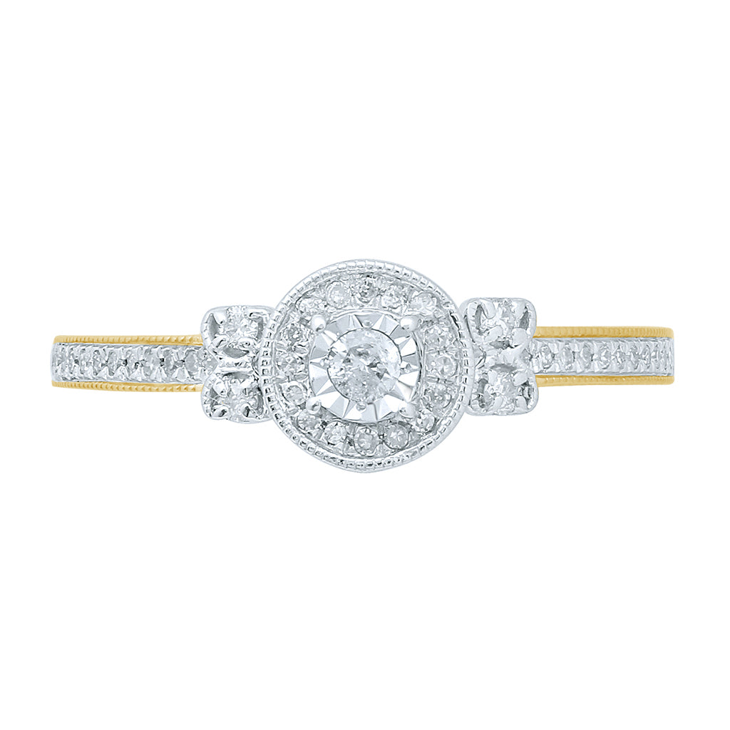 10K Yellow Gold 0.19-0.20 Cttw Round Diamond Ladies Ring