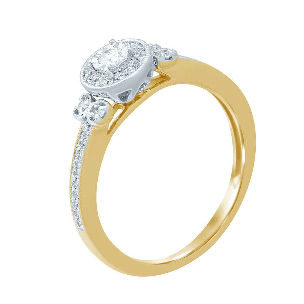 10K Yellow Gold 0.19-0.20 Cttw Round Diamond Ladies Ring