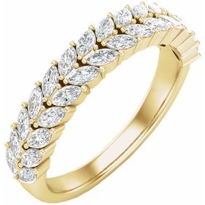 14K Yellow Gold Lab-Grown Diamond Marquise 3 X 1.5 Mm Polished 3/4 Ctw Lab-Grown Diamond Double Row Anniversary Band Size 7