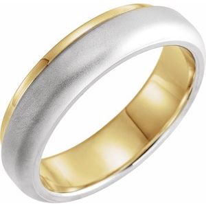14K Yellow White Gold Brush 7 6 Mm Polished Edged Band With Brushed And Polished Finish Size 7