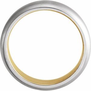 14K Yellow White Gold Brush 7 6 Mm Polished Edged Band With Brushed And Polished Finish Size 7