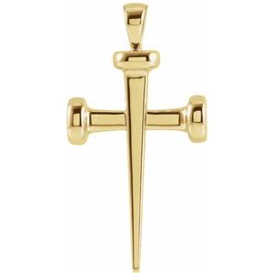 14K Yellow Gold 28 X 14.71 Mm Polished Nail Cross Pendant