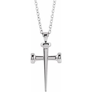 Sterling Silver 28 X 14.71 Mm 18 In Polished Nail Cross Necklace