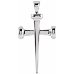 14K White Gold 28 X 14.71 Mm Polished Nail Cross Pendant