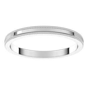 18K Yellow Or White Or Rose Gold Milgrain Standard Fit Flat Band