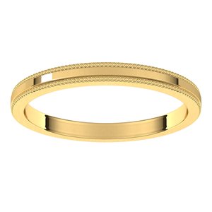 18K Yellow Or White Or Rose Gold Milgrain Standard Fit Flat Band