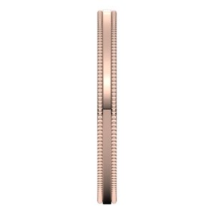 18K Yellow Or White Or Rose Gold Milgrain Standard Fit Flat Band