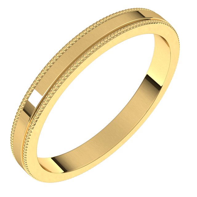14K Yellow Gold Milgrain Standard Fit Flat Band