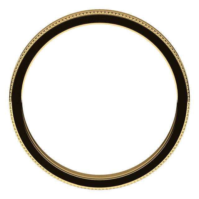 14K Yellow Gold Milgrain Standard Fit Flat Band