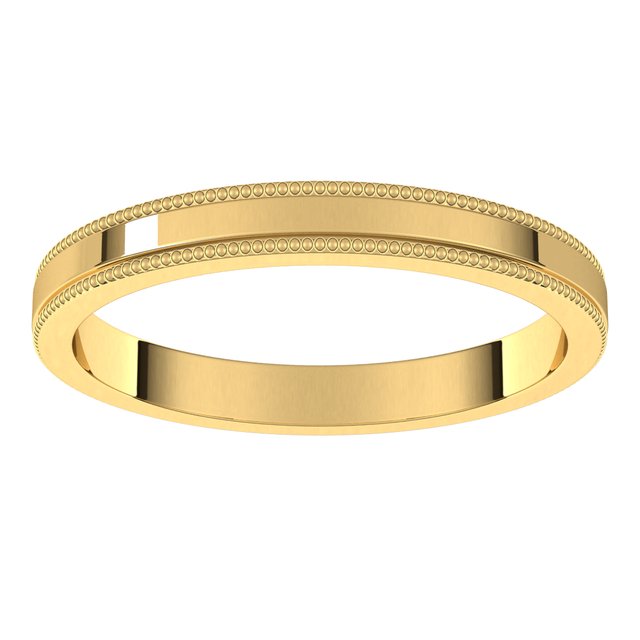 14K Yellow Gold Milgrain Standard Fit Flat Band