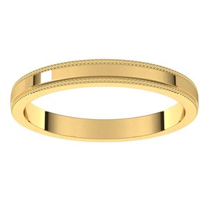18K Yellow Or White Or Rose Gold Milgrain Standard Fit Flat Band