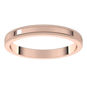 18K Yellow Or White Or Rose Gold Milgrain Standard Fit Flat Band