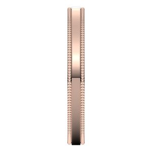 18K Yellow Or White Or Rose Gold Milgrain Standard Fit Flat Band