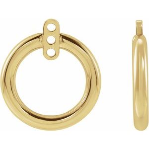 14K Yellow Gold 8.35 Mm Pair Polished Open Circle Earring Jackets
