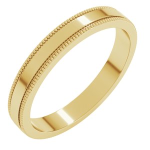 18K Yellow Or White Or Rose Gold Milgrain Standard Fit Flat Band