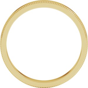 18K Yellow Or White Or Rose Gold Milgrain Standard Fit Flat Band